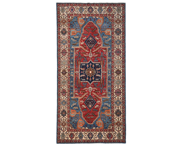 6x12 Blue Red Aryana Afghan Hand Knotted Veg Dye Wool Area Rug